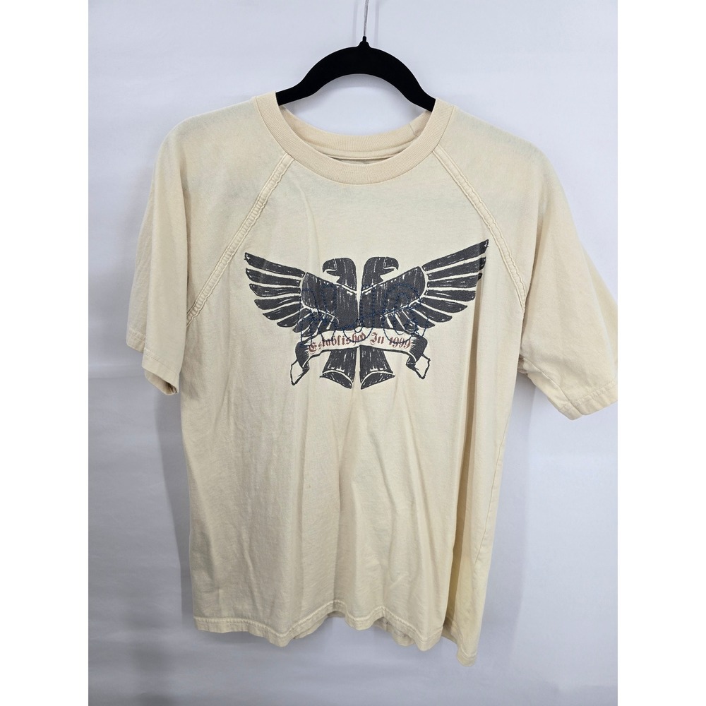 Nautica Jeans Co Mens Cream Eagle Graphic T-Shirt Raglan Sleeve Cotton Size M